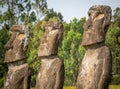 Ahu Akivi in Rapa Nui (or Easter Island) in the ValparaÃÂ­so Region of Chile Royalty Free Stock Photo