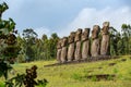 Ahu Akivi  in Rapa Nui or Easter Island in the ValparaÃÂ­so Region of Chile Royalty Free Stock Photo