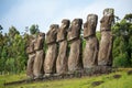 Ahu Akivi  in Rapa Nui or Easter Island in the ValparaÃÂ­so Region of Chile Royalty Free Stock Photo