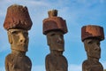 Ahu Nao-Nao Moais statues at Anakena beach at Easter Island, Chile Royalty Free Stock Photo