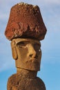 Ahu Nao-Nao Moais statues at Anakena beach at Easter Island, Chile Royalty Free Stock Photo