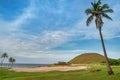 Ahu Nao-Nao Moais statues at Anakena beach at Easter Island, Rapa Nui National Park, Chile Royalty Free Stock Photo