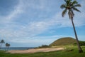 Ahu Nao-Nao Moais statues at Anakena beach at Easter Island, Rapa Nui National Park, Chile Royalty Free Stock Photo