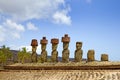 Ahu Nau Nau Moai Statues, Anakena Beach, Easter Island, Chile.