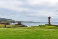 Ahu Tahai and Hanga Roa, Easter Island Royalty Free Stock Photo