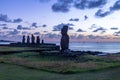 Ahu Tahai Moai Statues near Hanga Roa at sunset - Easter Island, Chile Royalty Free Stock Photo