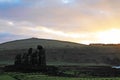 Peaceful Ahu Tongariki Sunrise Scene, Easter Island Chile