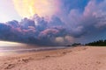 Ahungalla Beach, Sri Lanka - Colorful clouds and light during sunset at the beach of Ahungalla