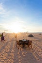 Ahungalla, Sri Lanka - A single table at Ahungalla Beach prepare