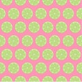 Bright And Colorful Regular Lemon Slice Lime Slices Seamless Pattern With Bright Pink Background