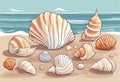 Background of various shell patterns.Cartoon Abstract art.AI Generated Royalty Free Stock Photo