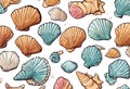 Background of various shell colorful patterns.Cartoon Abstract art.AI Generated Royalty Free Stock Photo