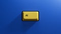 AI.3D illustration of button of keyboard of a modern computer.Light yellow button Royalty Free Stock Photo