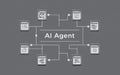 AI agent technology showcasing connections between various data elements and interfaces for efficient information Royalty Free Stock Photo