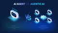 AI Agent vs Agentic AI system infographic - comparison diagram Royalty Free Stock Photo
