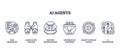 AI agents icons outline key concepts like task delegation, analysis, ...