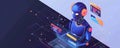 An AI algorithm analyzing data to predict market trends and make investment decisions