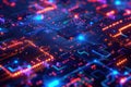 AI algorithms abstract background with neural networks, circuits, and data flow. Royalty Free Stock Photo