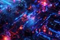 AI algorithms abstract background with neural networks, circuits, and data flow. Royalty Free Stock Photo