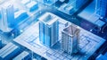 AI analyzing architectural blueprint and offering Royalty Free Stock Photo