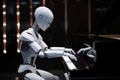 AI android robot playing piano. Royalty Free Stock Photo