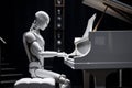 AI android robot playing piano. Royalty Free Stock Photo
