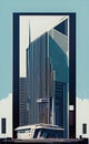 AI art poster of futuristic city buildings Royalty Free Stock Photo