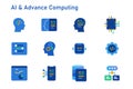 AI Artificial intelligence advance computing icon set collection future head robotic algorithm programming cloud vector Royalty Free Stock Photo