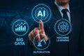 AI, artificial intelligence, big data analytics and automation technology, machine learning. Royalty Free Stock Photo