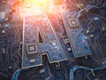 AI, Artificial Intelligence. Computer chips with CPU in form of text AI Royalty Free Stock Photo