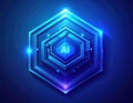 AI, Artificial Intelligence, computer code, title, logo, with a blue color grade. Generated image Royalty Free Stock Photo