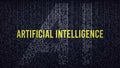 AI Artificial Intelligence computer code title logo with a blue and yellow color grade Royalty Free Stock Photo
