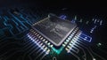 AI artificial intelligence concept Central Computer Processors CPU concept, 3d rendering, Circuit board, Technology background, Royalty Free Stock Photo