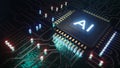 AI artificial intelligence concept Central Computer Processors CPU concept, 3d rendering, Circuit board, Technology background,