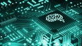 AI artificial intelligence concept Central Computer Processors CPU concept, 3d rendering, Circuit board, Technology background, Royalty Free Stock Photo