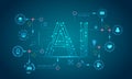 AI Artificial Intelligence Concept Machine Learning, Nanotechnologies, Smart Objects and Global Network Technology
