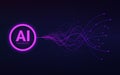 AI. artificial intelligence concept of neural networks. Abstract technology wavy background. Deep learning visualization. Wave