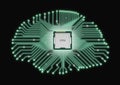 AI artificial intelligence CPU brain printed circuit board microprocessor Royalty Free Stock Photo