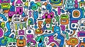 Ai Artificial Intelligence created childrens colorful doodle art background