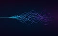 Ai - artificial intelligence and deep learning concept of neural networks. Wave equalizer. Blue and purple lines. Vector Royalty Free Stock Photo