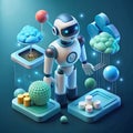 AI Artificial Intelligence, Deep learning machine learning AI, Technological digital robot developer concept, 3D vector