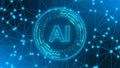 AI Artificial Intelligence - futuristic technology - stylized information connecting lines Royalty Free Stock Photo