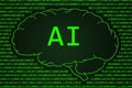 AI Artificial Intelligence Green Binary Code Concept