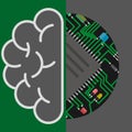 AI artificial intelligence icon. Brain and circuit board, Artificial Intelligence or AI concept.