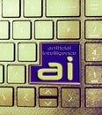 AI artificial intelligence icon computer communications typing keyboard keys fonts text Royalty Free Stock Photo