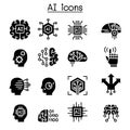 AI, Artificial intelligence icon set