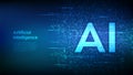 AI. Artificial intelligence. Letters AI made with binary code. Machine learning technology. Binary data and streaming digital code Royalty Free Stock Photo