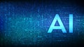 AI. Artificial intelligence. Letters AI made with binary code. Machine learning technology. Binary data and streaming digital code Royalty Free Stock Photo