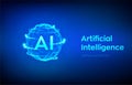 AI. Artificial Intelligence Logo. Artificial Intelligence and Machine Learning Concept. Sphere grid wave with binary code. Big Royalty Free Stock Photo