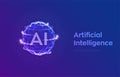 AI. Artificial Intelligence Logo. Artificial Intelligence and Machine Learning Concept. Sphere grid wave with binary code. Big Royalty Free Stock Photo